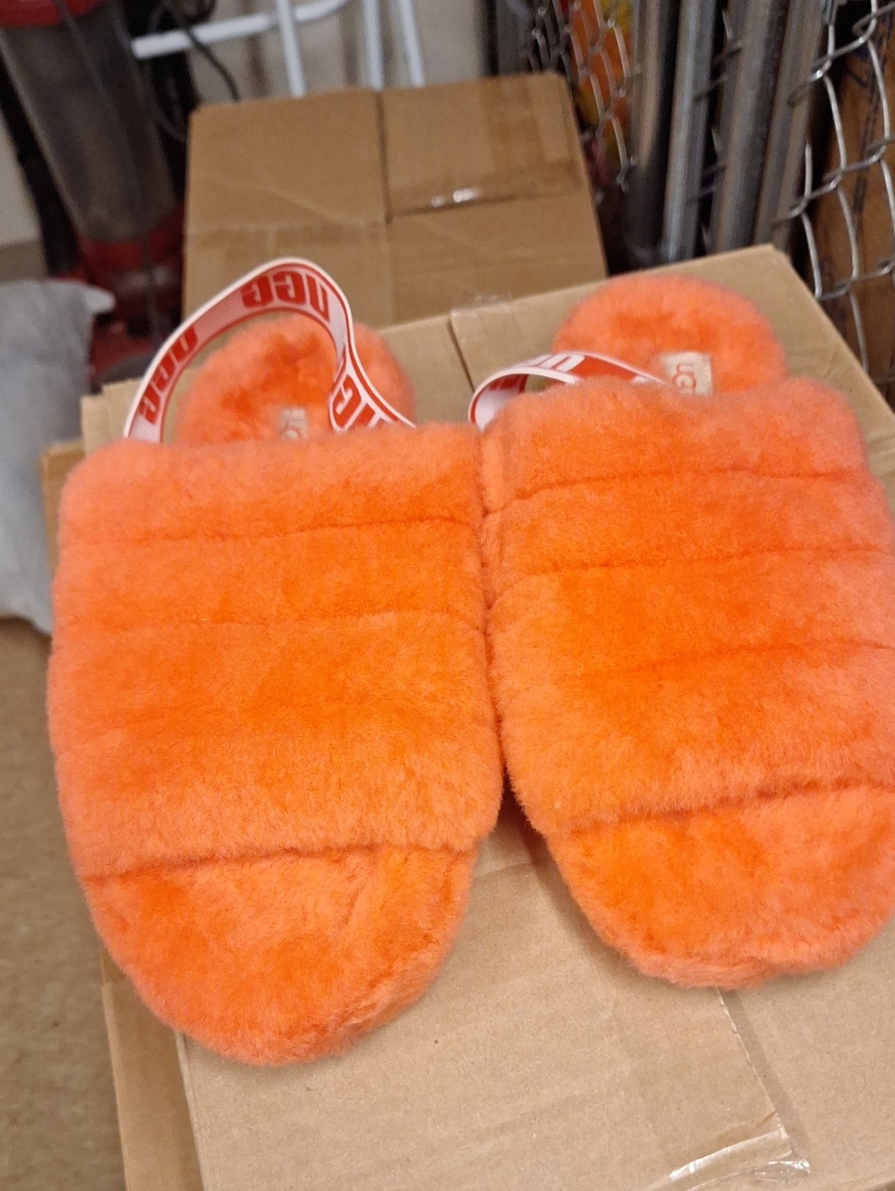 UGG Fluff Yeah Slide - Orange Faux Fur Slides